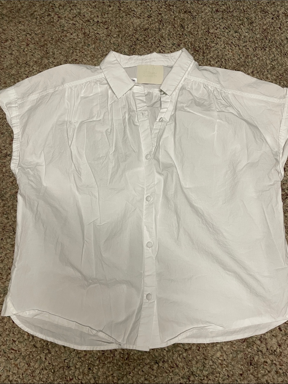 CoH White Button-Front Short cap Sleeve Shirt